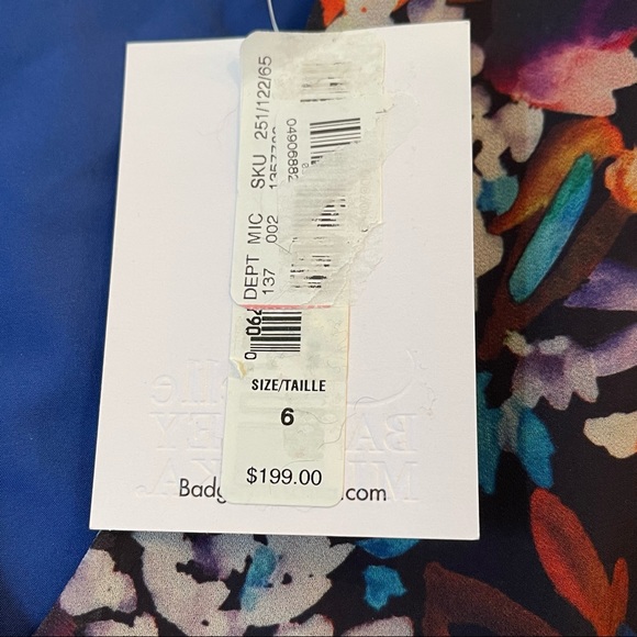 BELLE BADGLEY MISCHKA BLUE PURPLE MULTICOLOR FLORAL V-NECK MINI DRESS - Picture 16 of 16